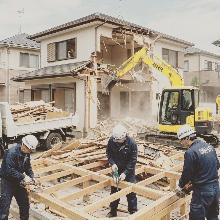 解体工事では、重機だけでなく人の手による作業も重要です
